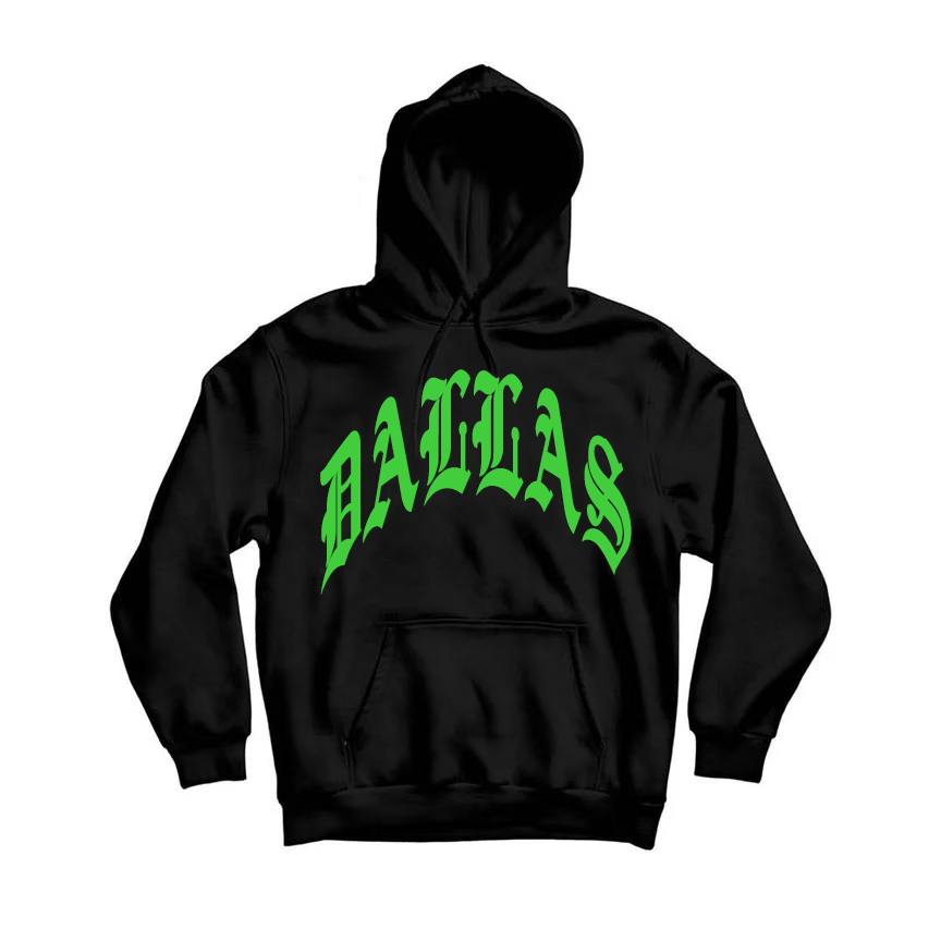 DALLAS HOODIE BLACK/GREEN TODDLER TO ADULT SIZES