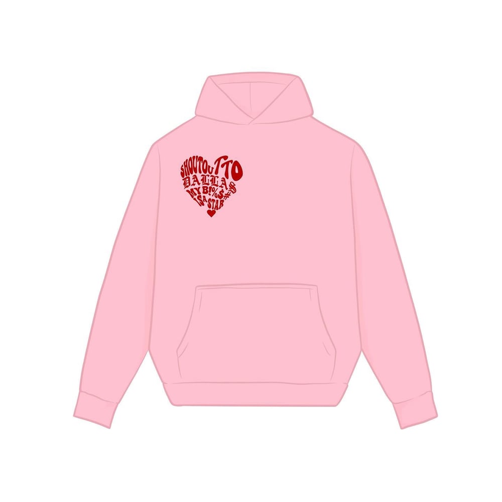 DALLAS STAR HEART HOODIE (PINK/RED)
