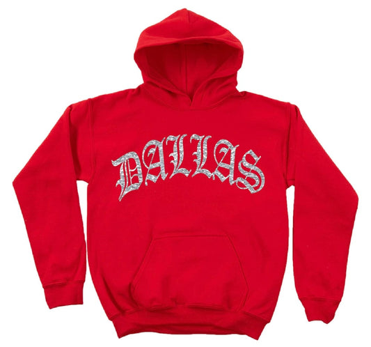 DALLAS RHINESTONE HOODIE RED
