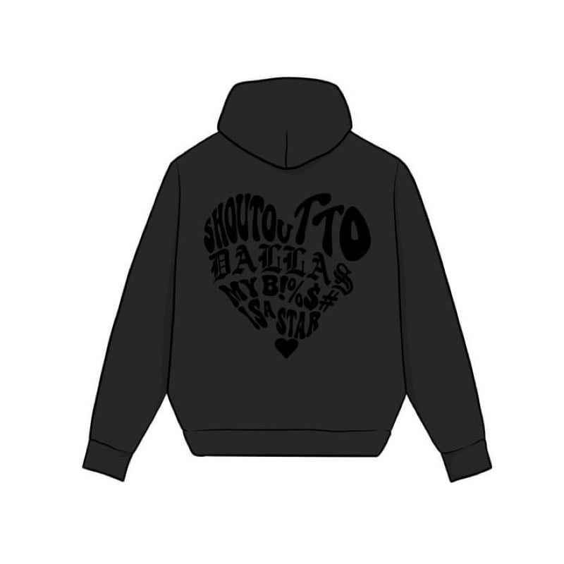 DALLAS STAR HEART HOODIE (BLACKOUT)