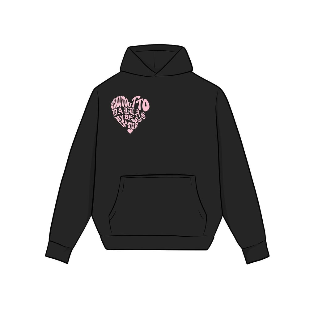 DALLAS STAR HEART HOODIE (BLK/PINK)