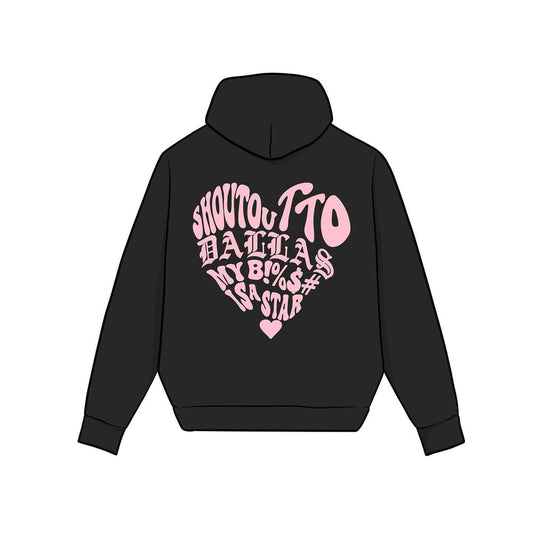 DALLAS STAR HEART HOODIE (BLK/PINK)