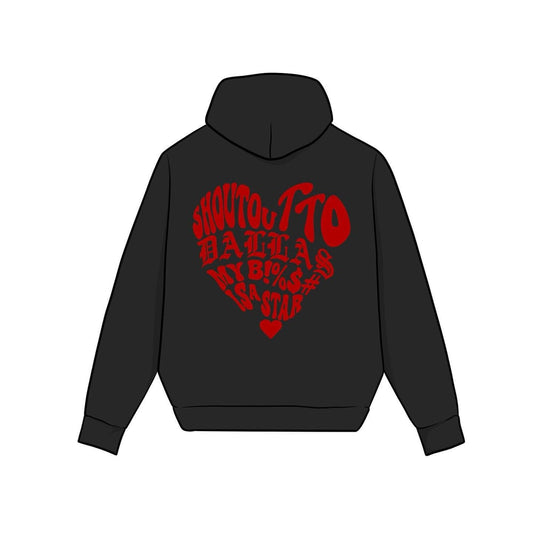 DALLAS STAR HEART HOODIE (BLK/RED)