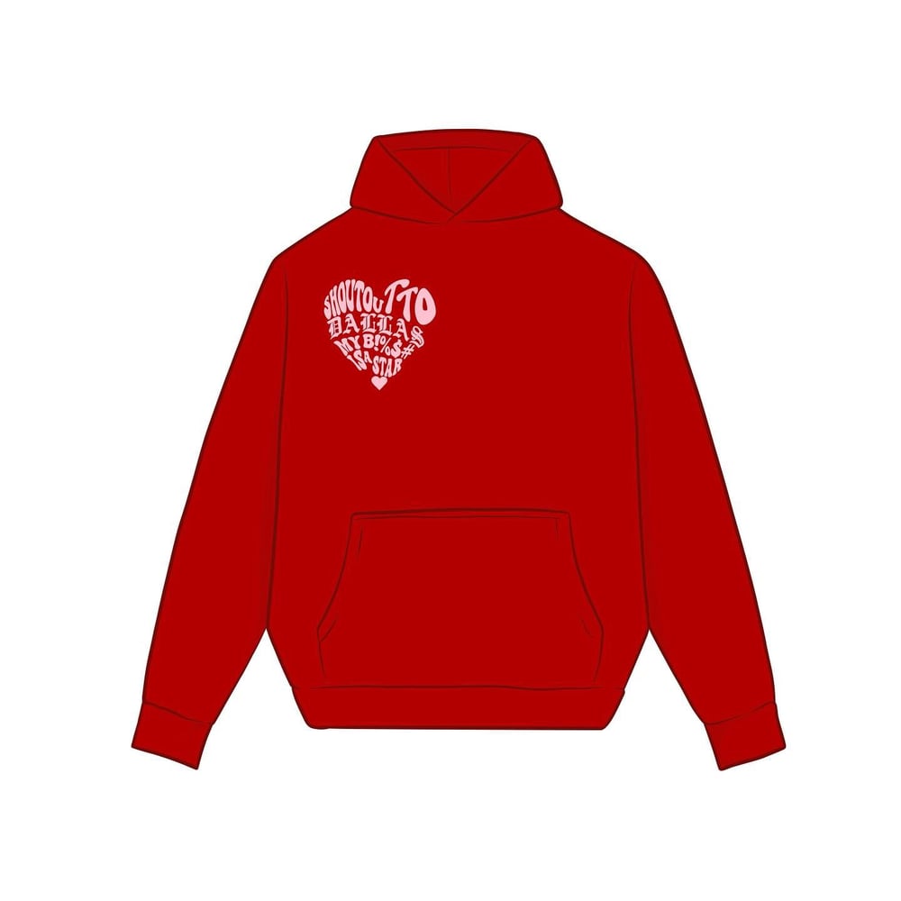 DALLAS STAR HEART HOODIE (RED/PINK)